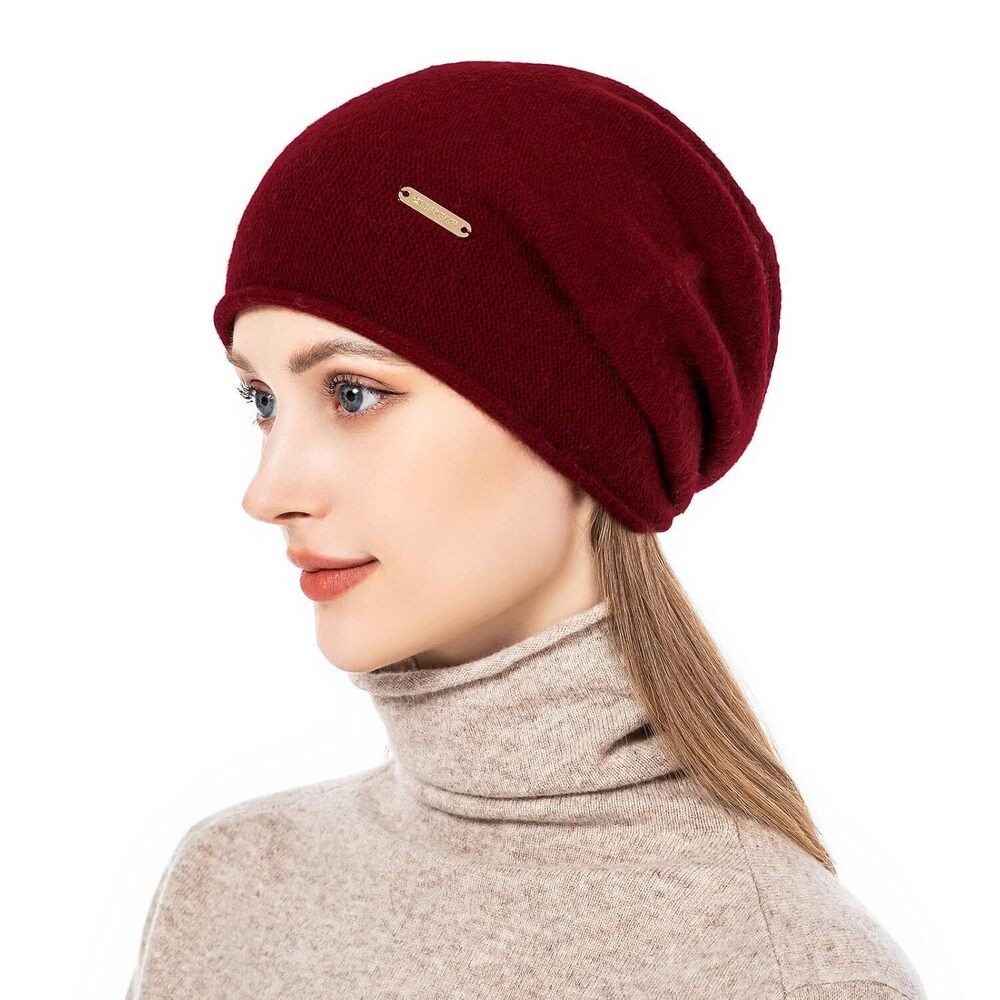 Soft Knit Beanie Hat for Women Winter Wool Cashmere Ski Cap - Picture 2 of 6